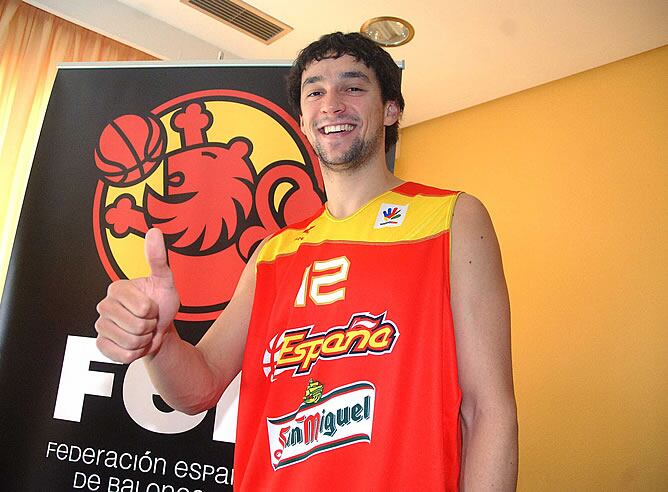 Sergio Llull, con la camiseta de la selección española