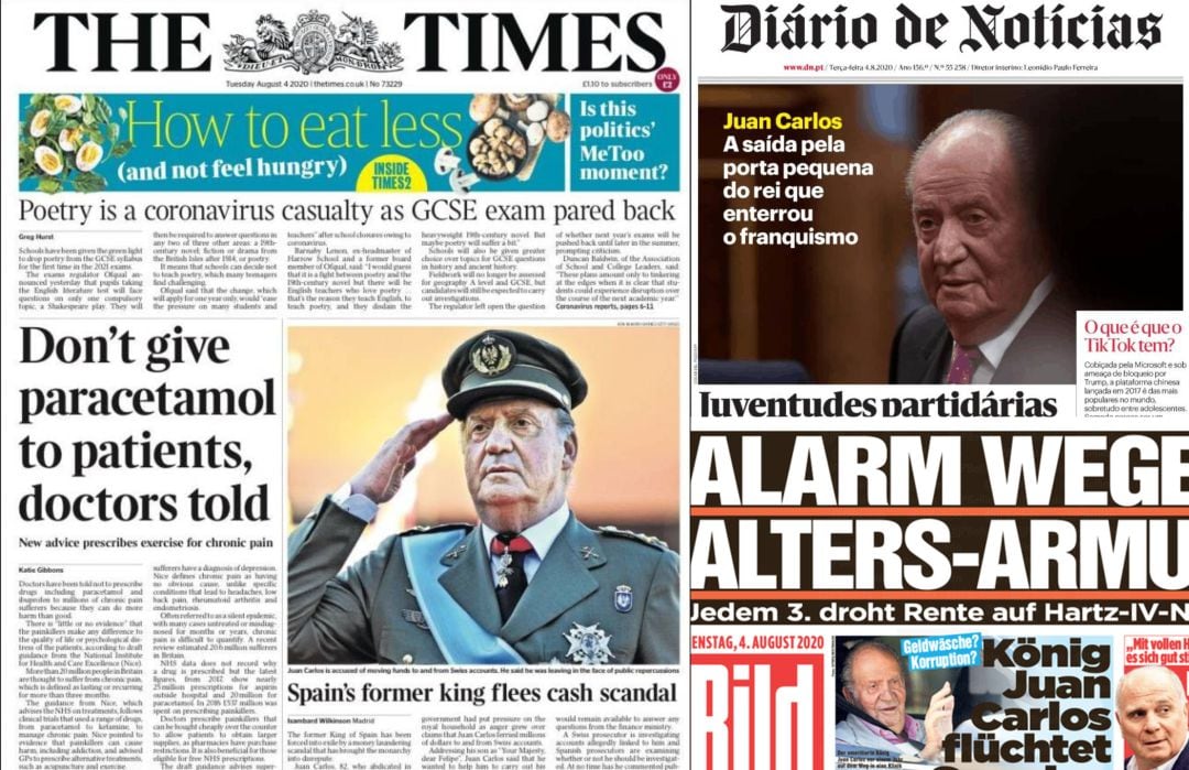 Portadas internacionales se hacen eco de la marcha de España de Juan Carlos I.