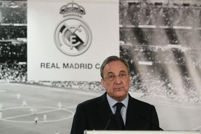 Florentino Pérez, durante una rueda de prensa