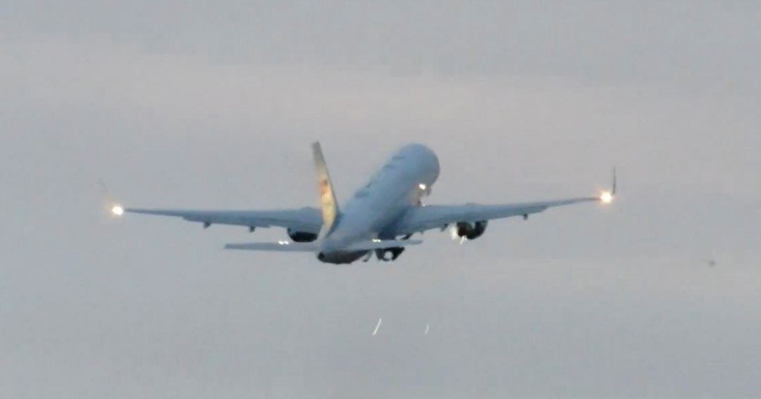 El avión Air Force Two, en el que viaja el vicepresidente de Estados Unidos, Mike Pence, en el momento en que chocó con uno o más pájaros.