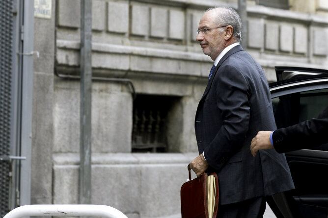 El expresidente de Bankia Rodrigo Rato, a su llegada a la Audiencia Nacional, donde ha sido citado para declarar como imputado por el caso de las tarjetas opacas