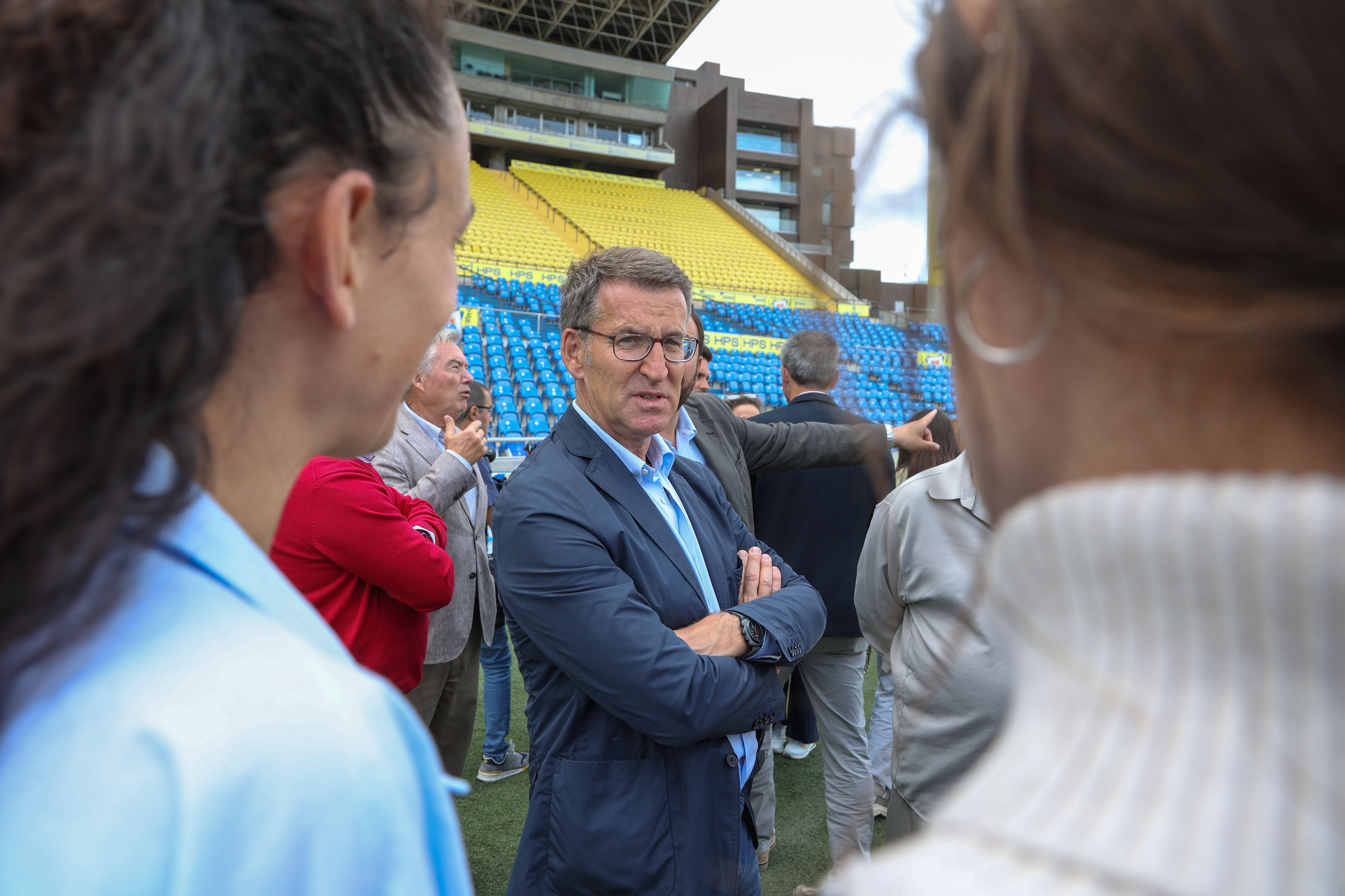 El presidente del PP, Alberto Núñez Feijóo, en Gran Canaria este lunes