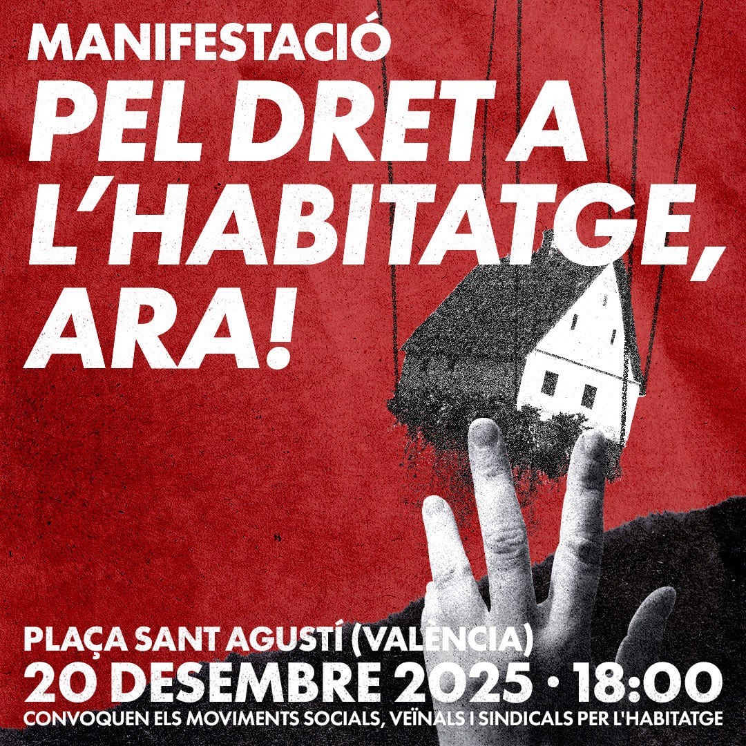 Cartel de la manifestación por el derecho a la vivienda el 20 de diciembre en València
