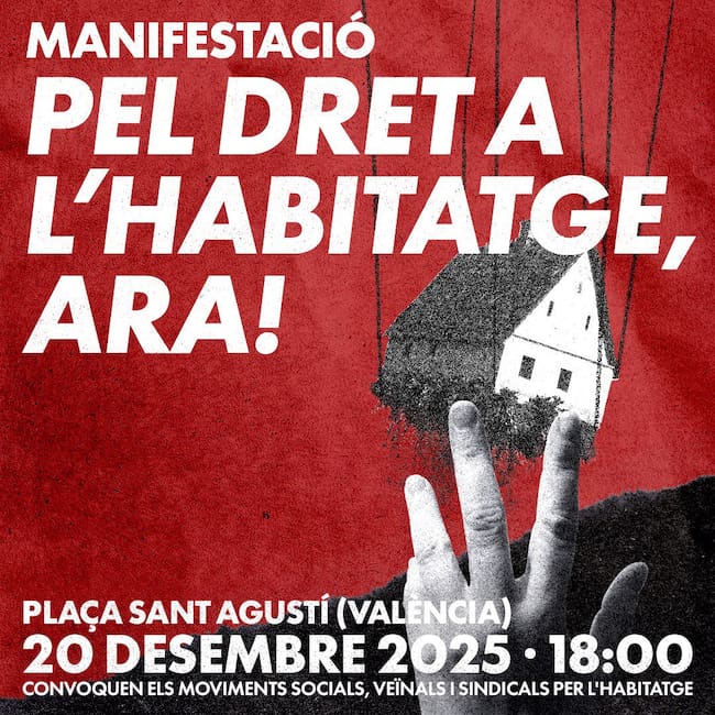 Cartel de la manifestación por el derecho a la vivienda el 20 de diciembre en València