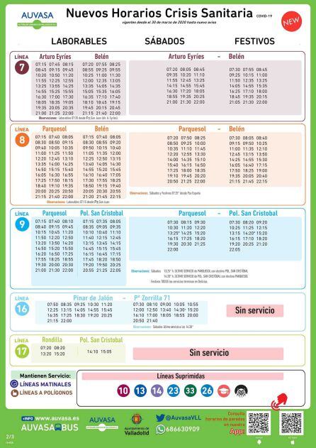 Cambios en las líneas de AUVASA