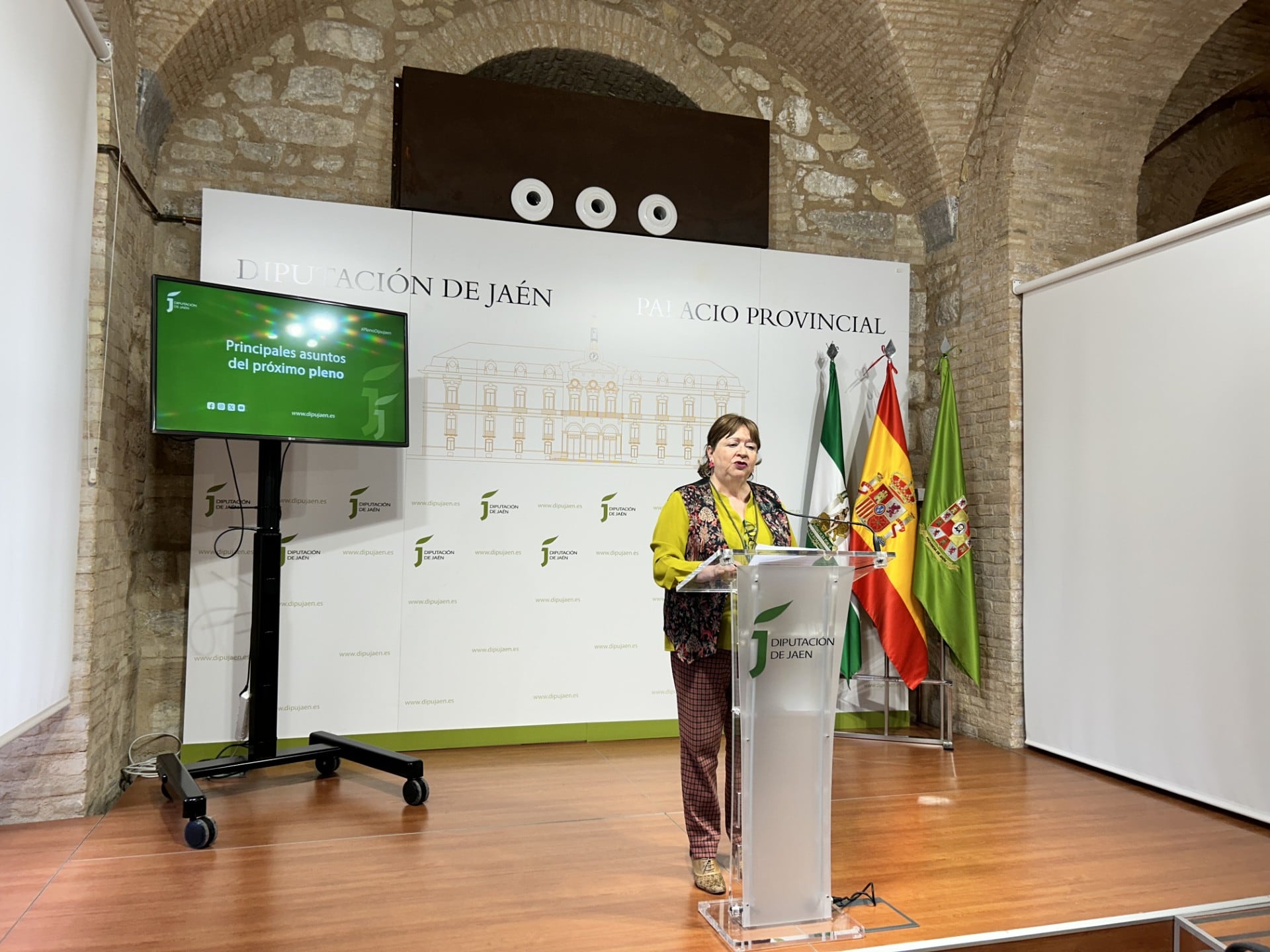 La vicepresidenta segunda y diputada de Economía, Asistencia a Municipios y Recursos Humanos, Pilar Parra, informa de los asuntos del próximo pleno.