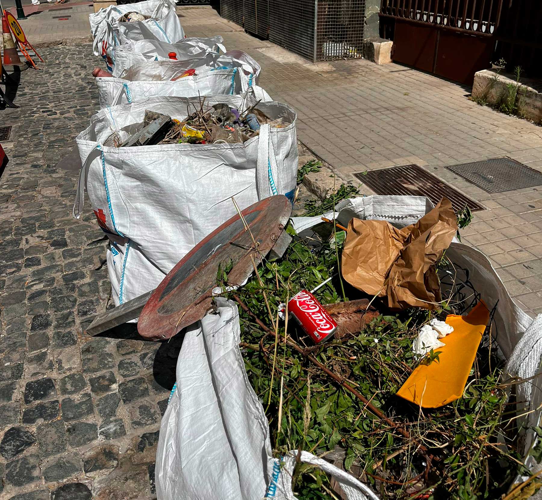 Muestra de las bolsas de basura que se han recogido