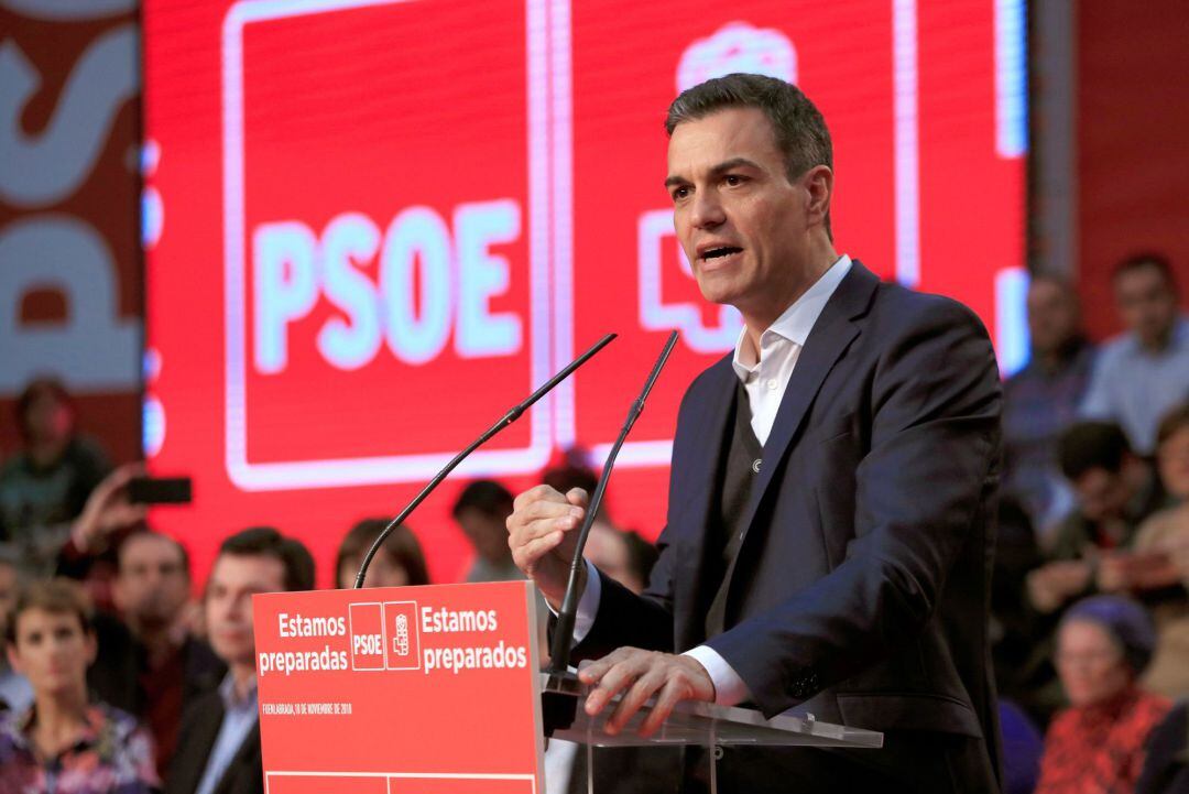 Imagen de archivo de Pedro Sánchez, durante su intervención en un mitin