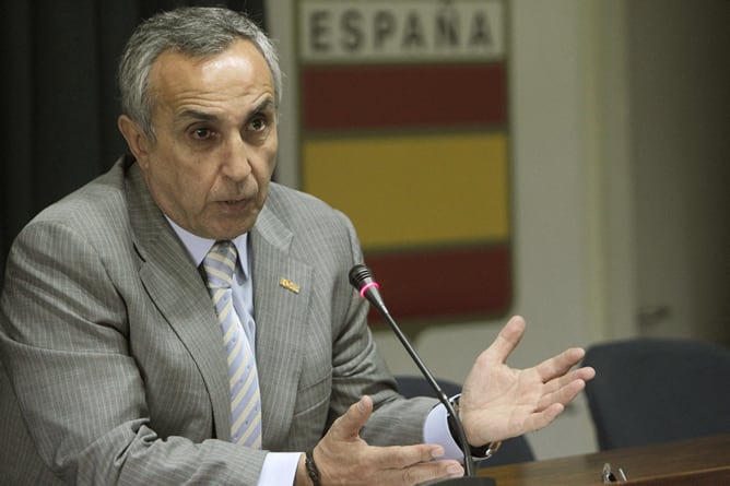 El presidente del Comité Olímpico Español, Alejandro Blanco, durante la rueda de prensa ofrecida el viernes en la sede del COE