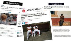 Portadas de la prensa internacional sobre la siesta en España