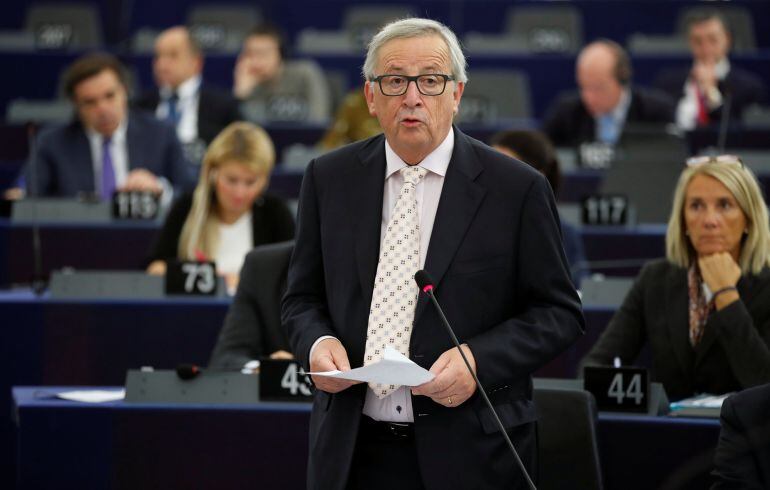 El presidente de la Comisión Europea, Jean-Claude Juncker, durante un debate en el europarlamento