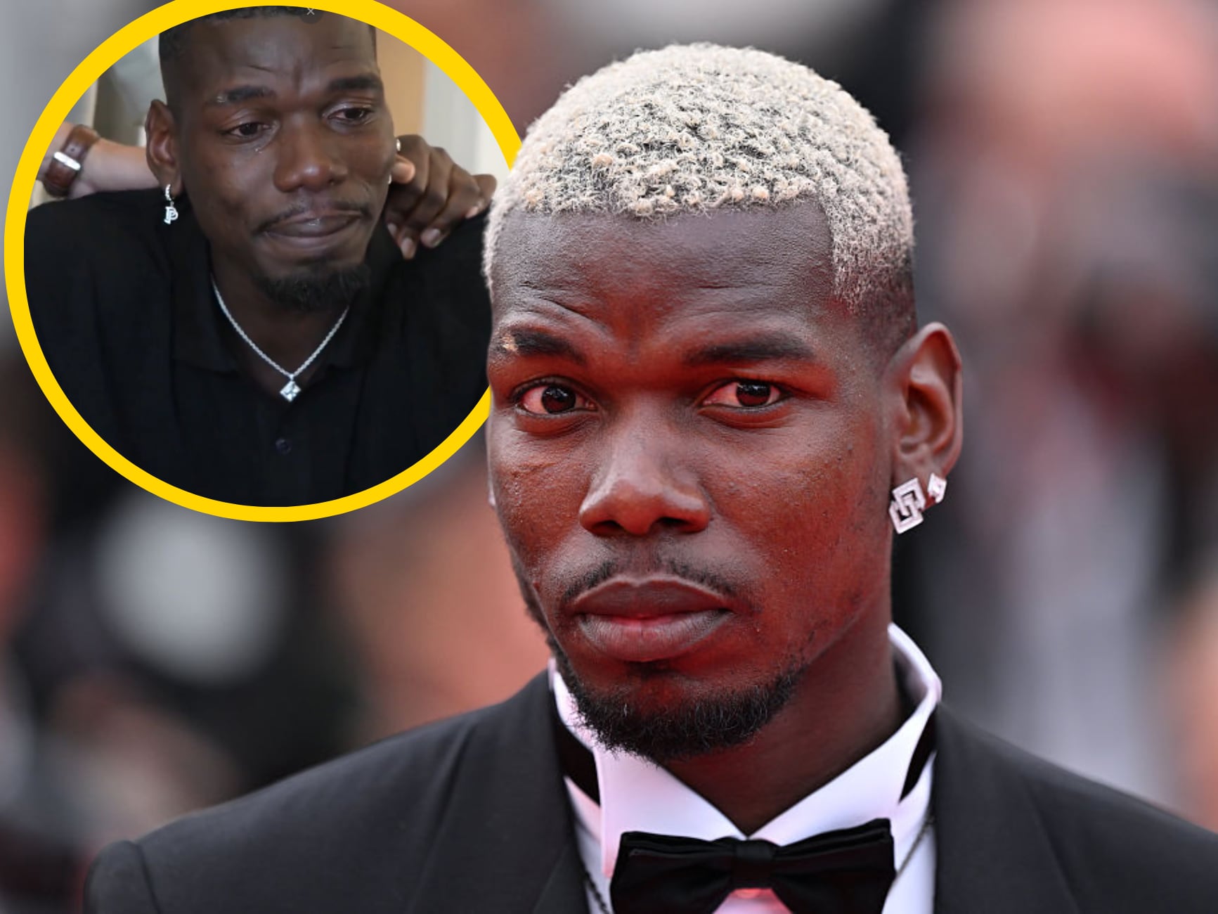 Paul Pogba llorando durante su firma del contrato