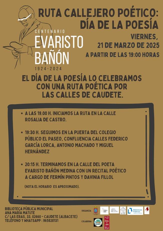 Cartel de la ruta callejero poética en Caudete