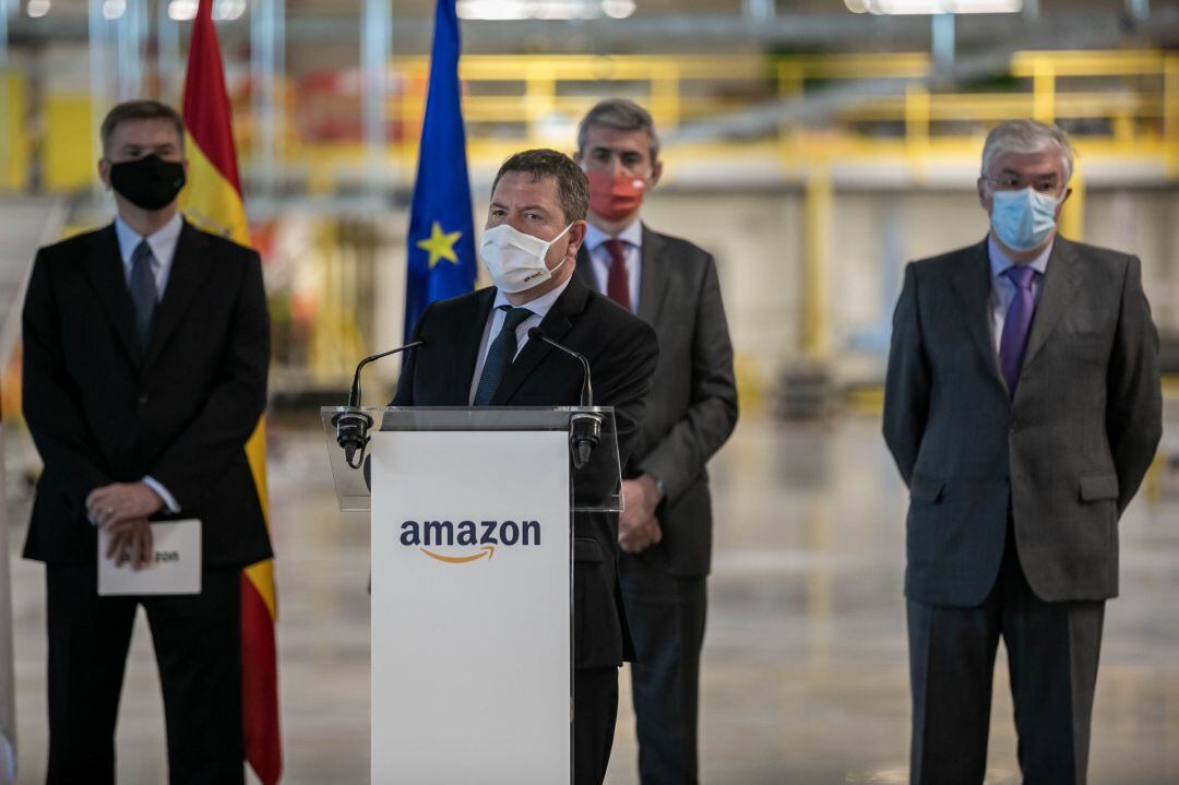 El presidente de la región, Emiliano García Page, en la presentación de AMAZON 