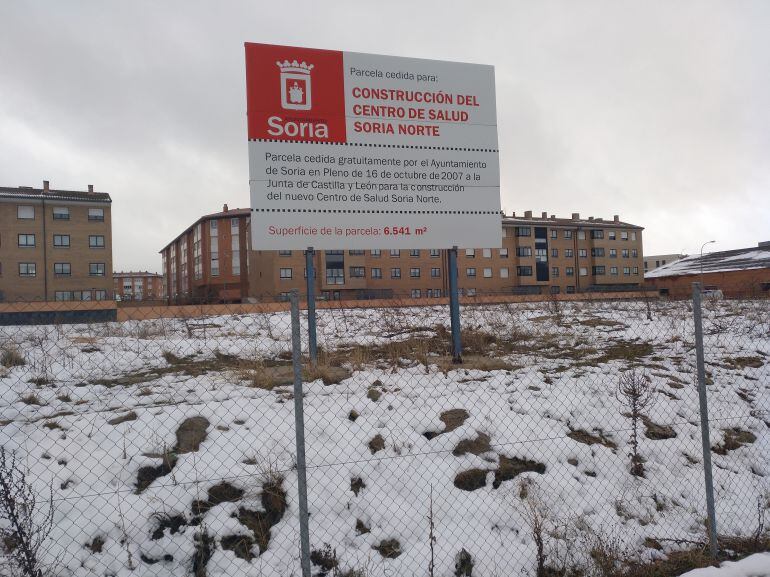 Solar cedido por el Ayuntamiento para la construcción del Centro de Salud Soria Norte.