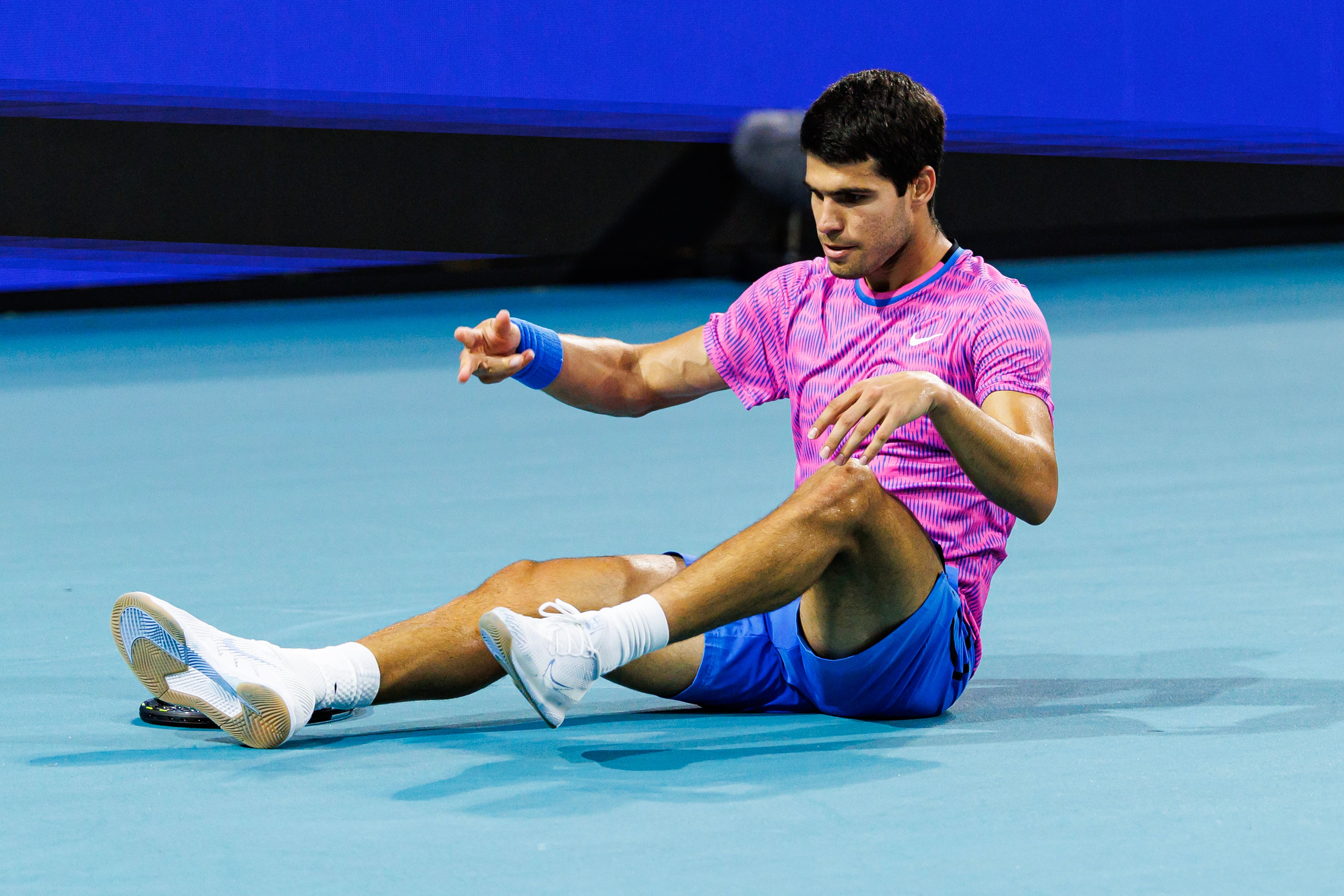 Carlos Alcaraz, en el partido que le enfrentó a Grigor Dimitrov en los cuartos de final del Masters de Miami