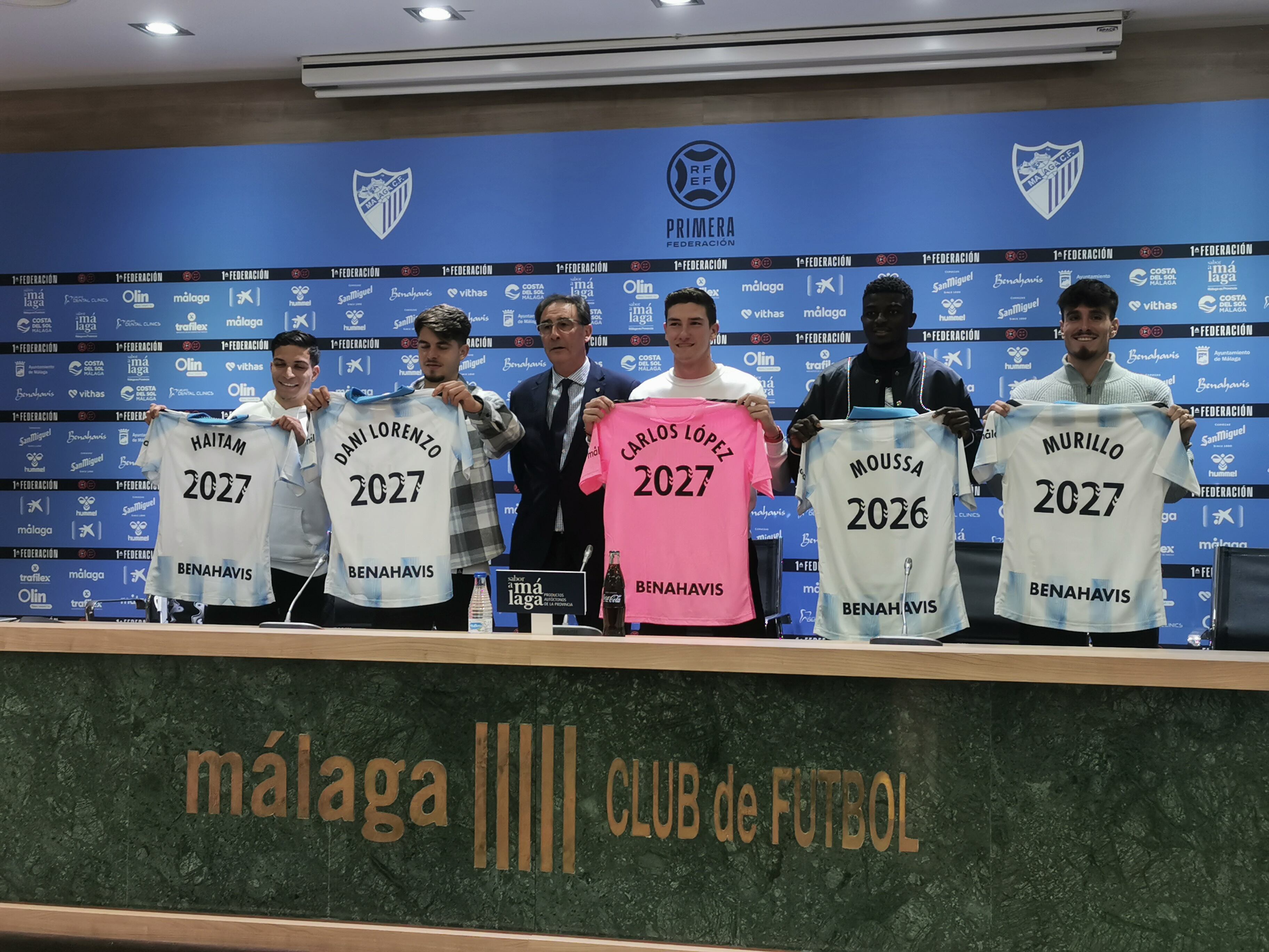 De izquierda a derecha: Haitam, Dani Lorenzo, Loren Juarros, Carlos López, Moussa Diarra y Murillo