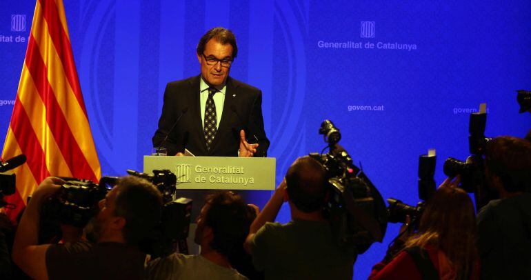 El presidente de la Generalitat de Catalunya, Artur Mas, en rueda de prensa.