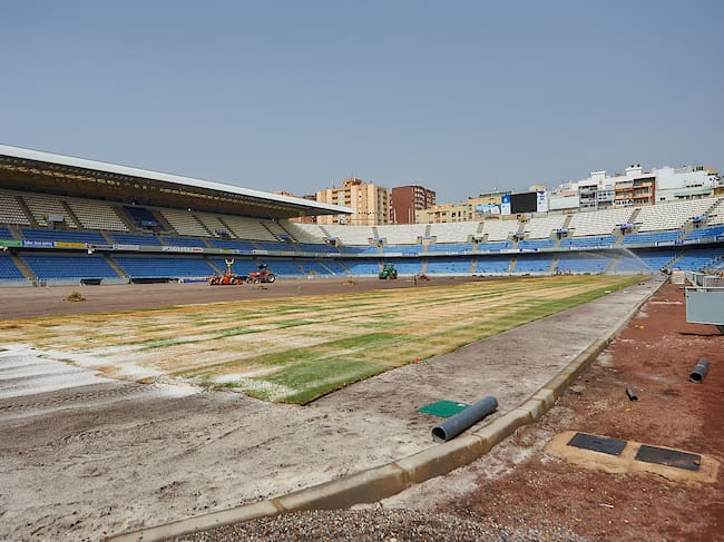 Visita obras colocación del césped del Estadio Heliodoro R. L.