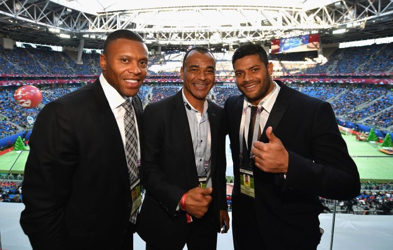 Julio Baptista (izq), Cafú (cent) y Hulk (der).