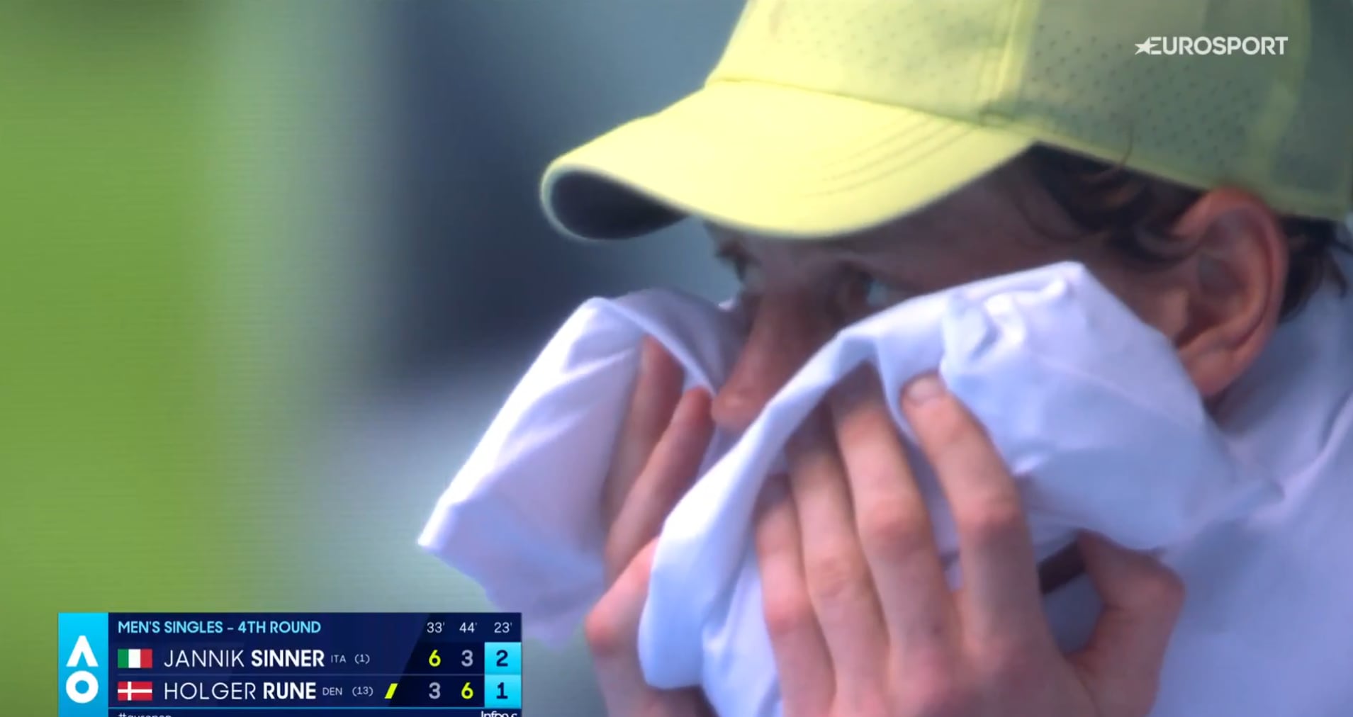 Jannik Sinner, en su partido de octavos de final del Open de Australia