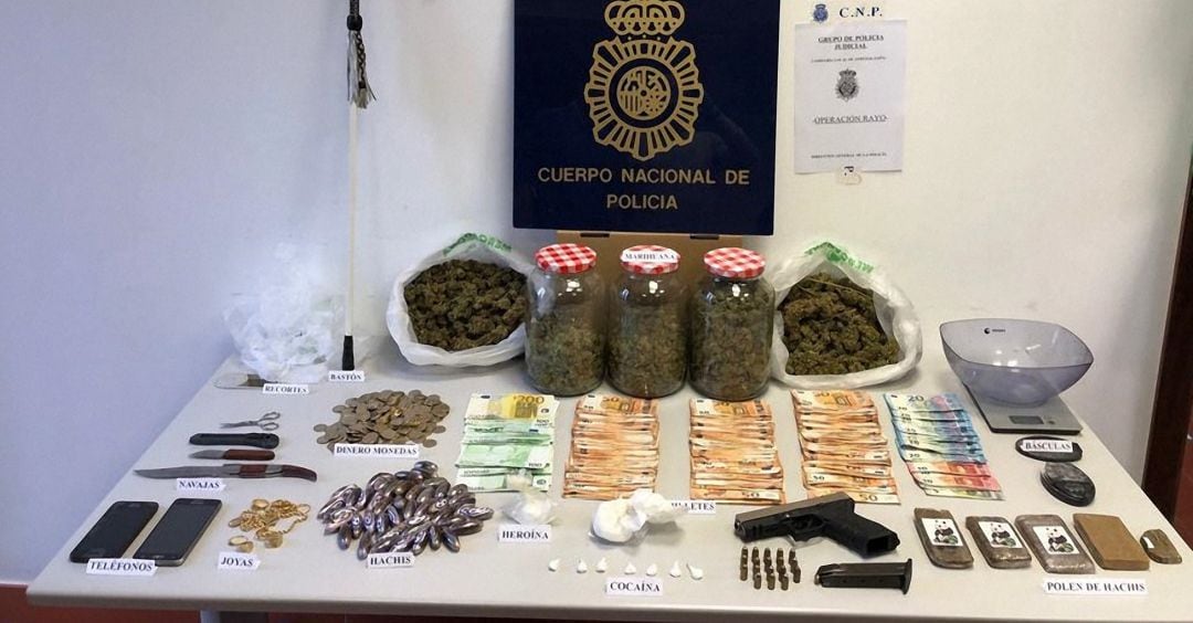 Material incautado por la Policía Nacional en la Operación Rayo.