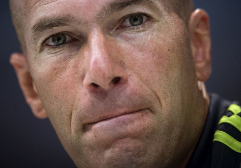 Zidane, durante una rueda de prensa en Valdebebas