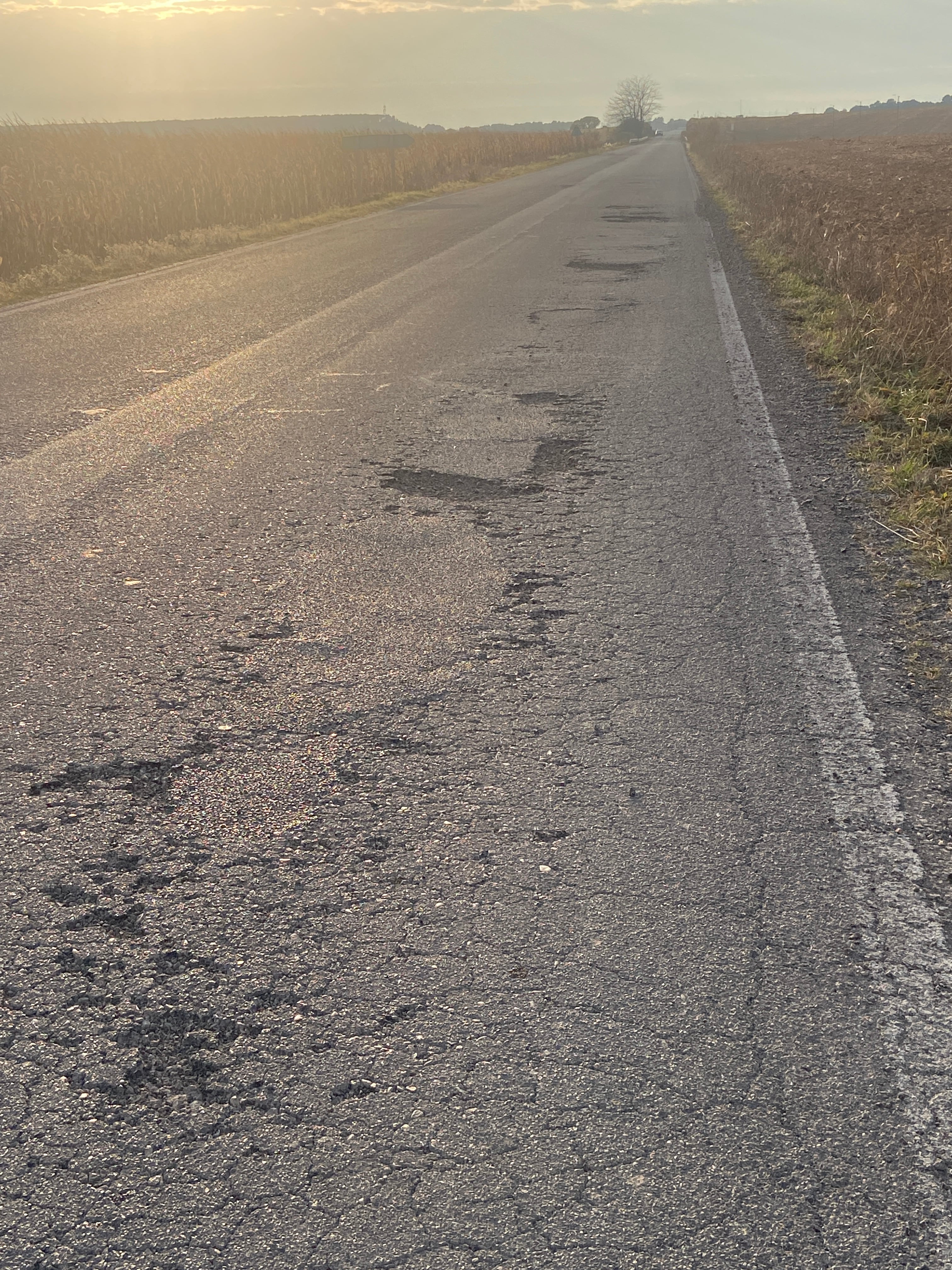 Estado de la A-1223 en Alberuela de Tubo