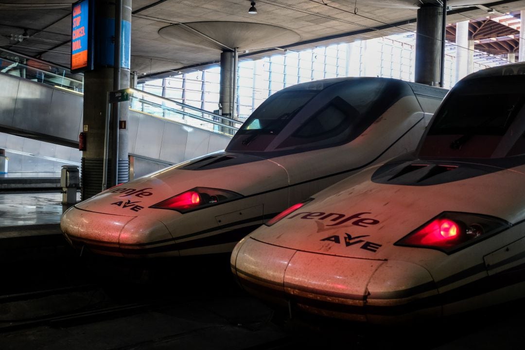 Trenes de alta velocidad en una estación. 