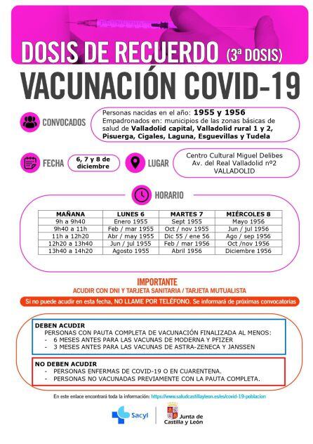 Llamamientos para terceras dosis del 55 y 56