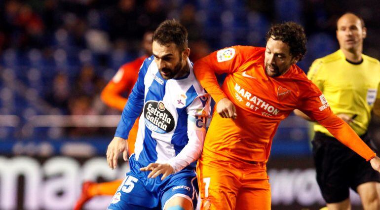 Adrián, durante el partido ante el Málaga