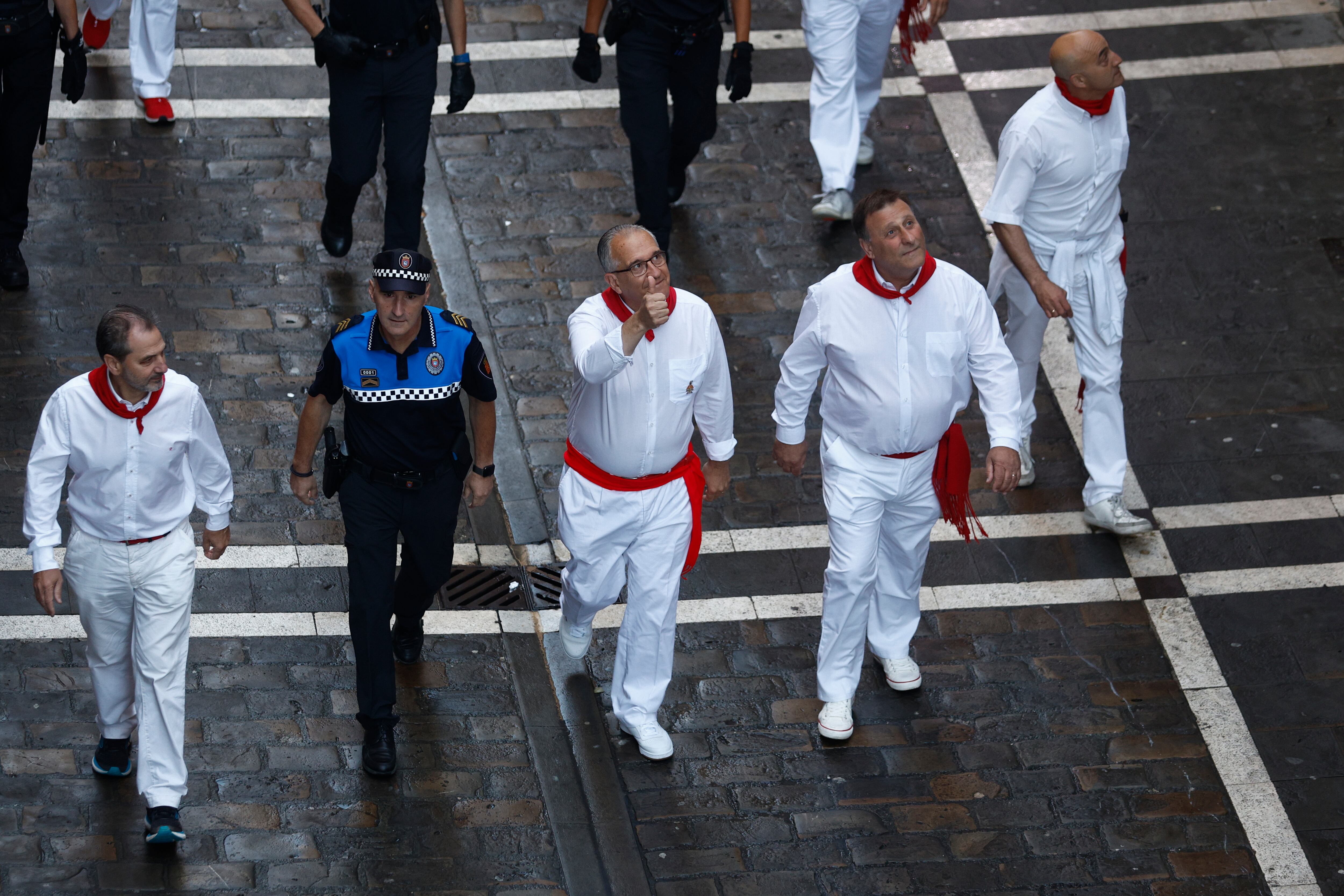 El alcalde de Pamplona, Enrique Maya, durante San Fermín