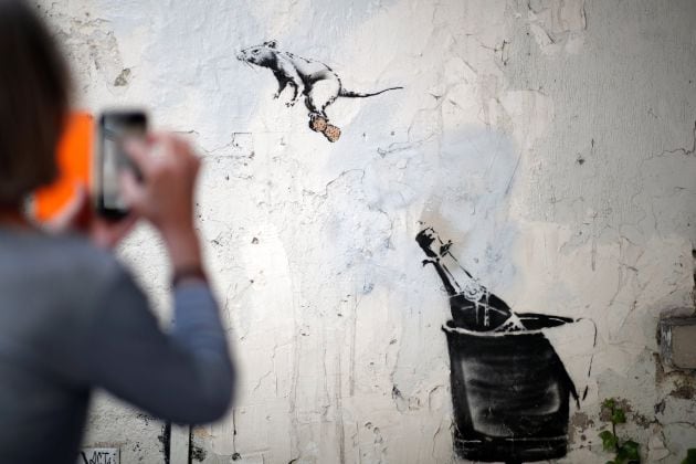 Una de las obras de Banksy realizadas en París.