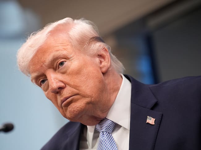 El presidente de Estados Unidos, Donald Trump, durante una rueda de prensa a comienzos de abril sobre el conflicto en Oriente Próximo.