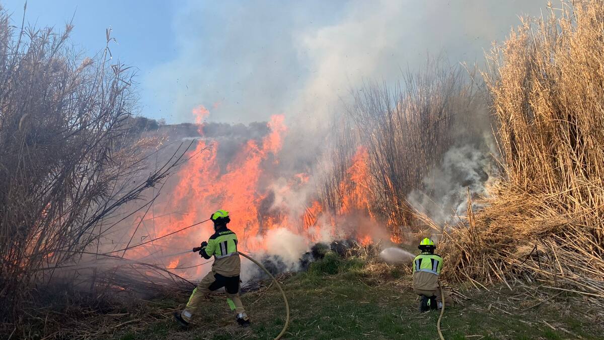 Un incendio quema una zona de monte bajo cerca de Barbastro