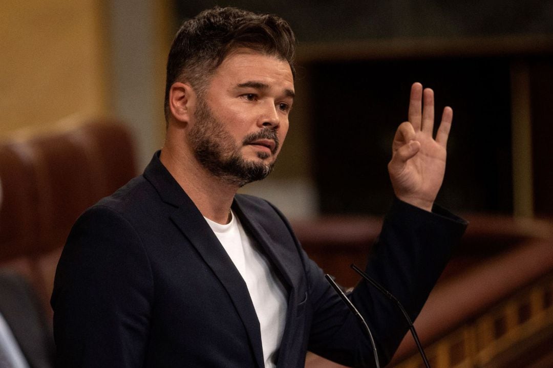 El portavoz de ERC Gabriel Rufián interviene durante un pleno celebrado en el Congreso de los Diputados