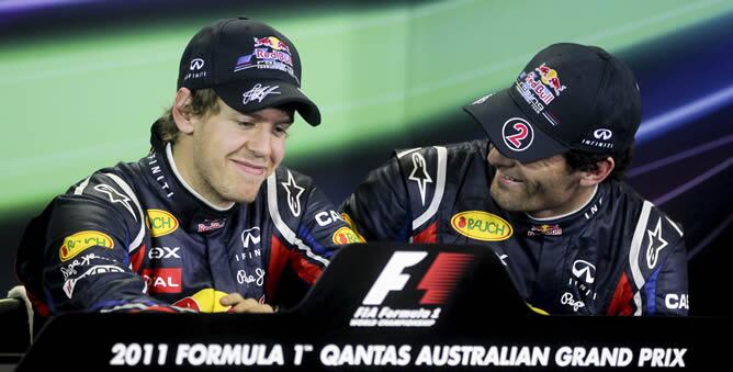 Vettel y Webber en rueda de prensa