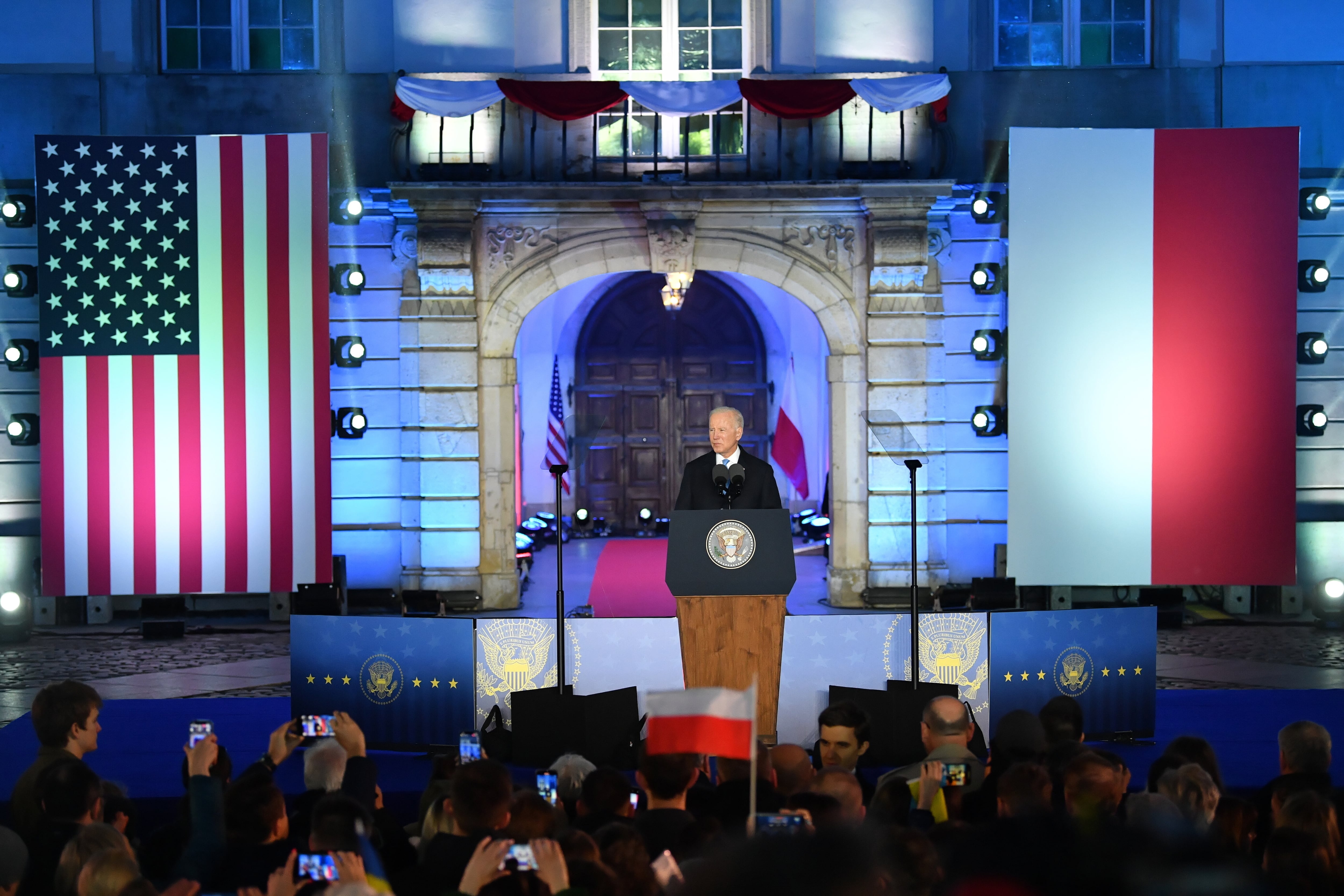 El presidente de Estados Unidos, Joe Biden, durante su discurso en Varsovia