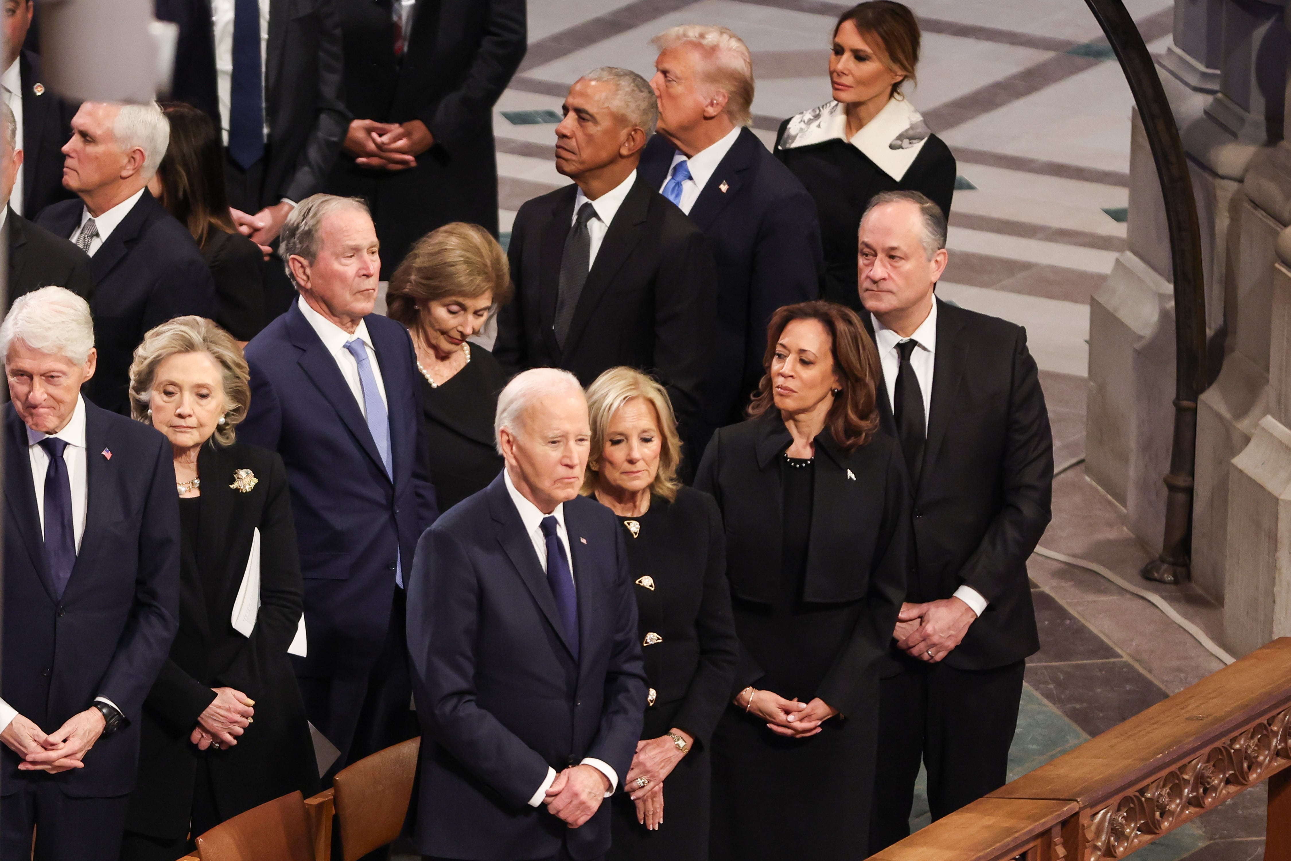 Presidentes y expresidentes de EEUU, durante el funeral de Jimmy Carter. 