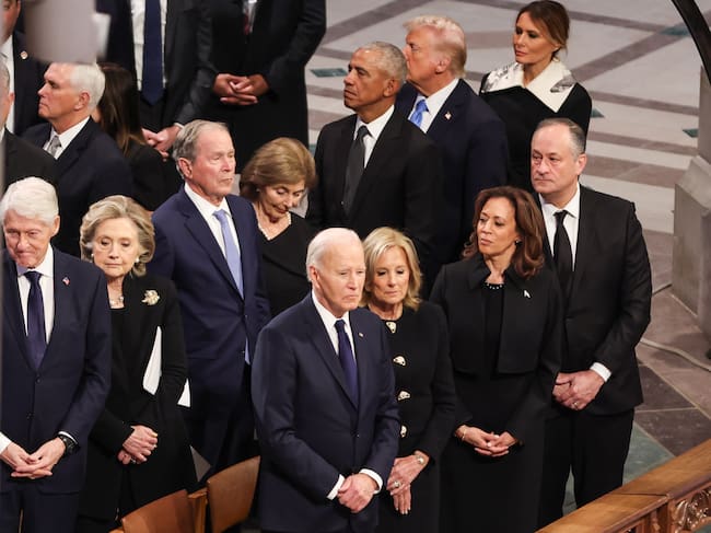 Presidentes y expresidentes de EEUU, durante el funeral de Jimmy Carter.
