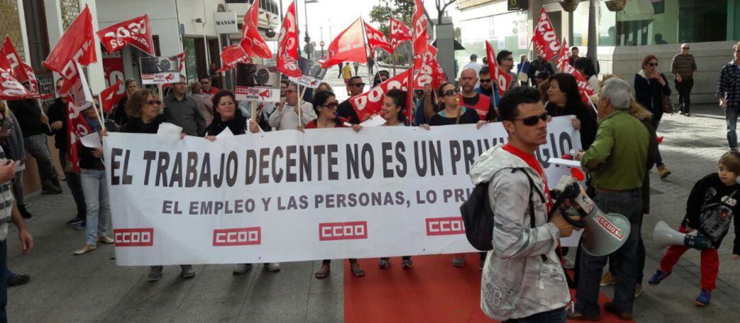 Imagen de archivo de una movilización de CCOO Lanzarote.