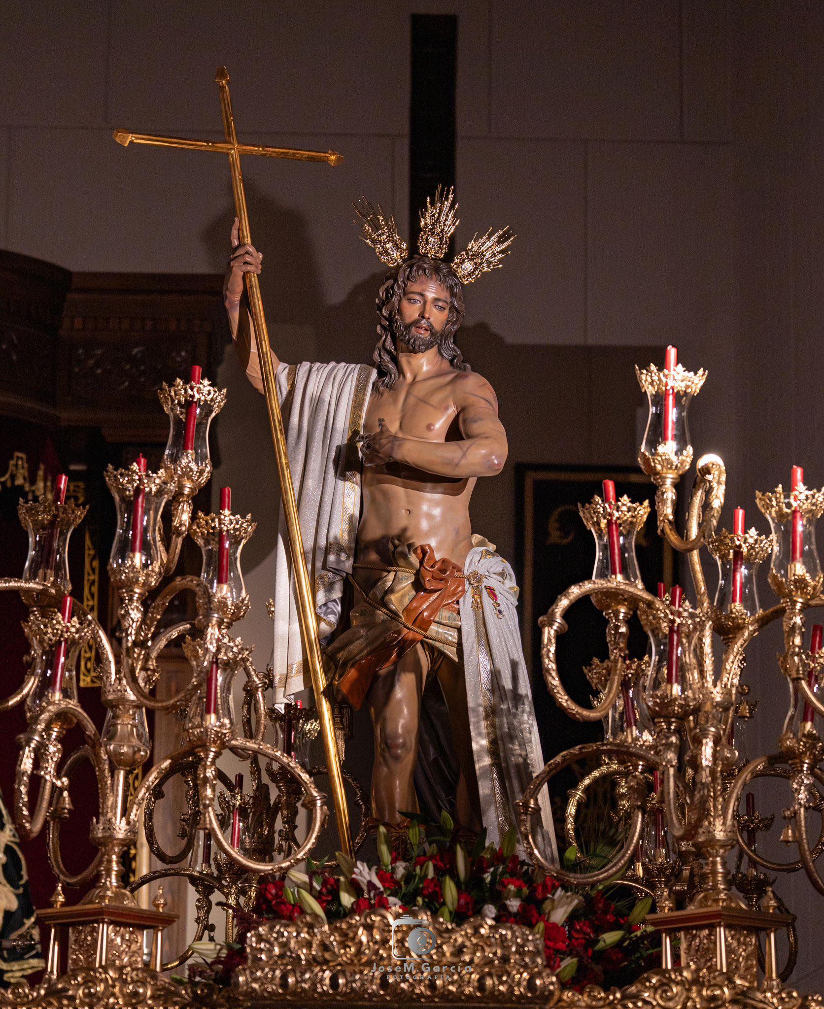 El Resucitado de Martos en su paso, dentro del Camarín de Jesús de Jaén.