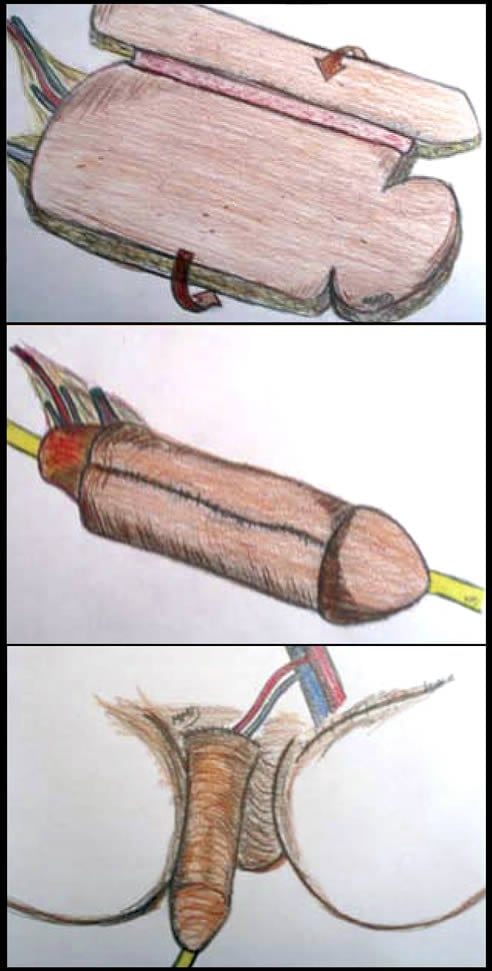 Ilustración facilitada por la CAM que muestra la intervención realizada, por primera vez en España, por especialistas del Servicio de Urología y de Cirugía Plástica del Hospital Universitario 12 de Octubre que han realizado una reconstrucción completa de pene con implante de prótesis a un paciente de 41 años de edad con carcinoma