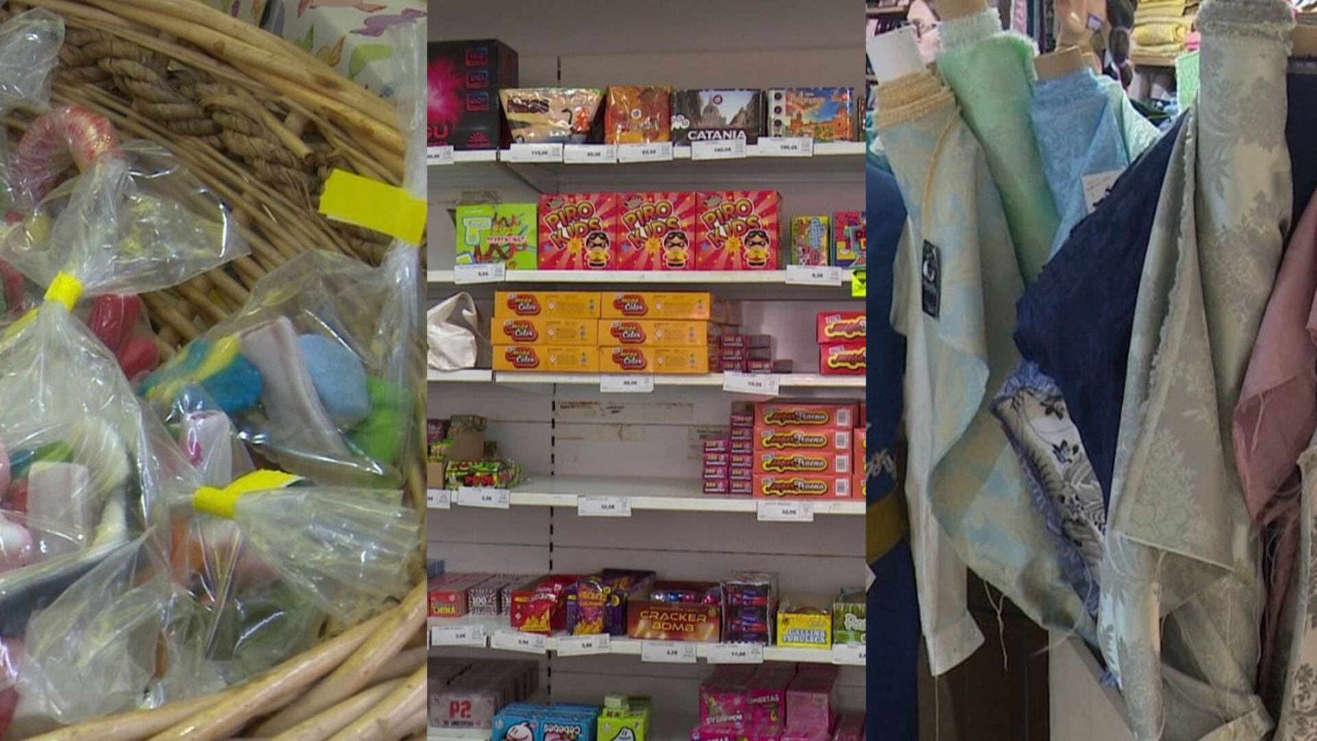 Los caramelos, los petardos o los complementarios de indumentaria fallera son algunos de los productos más demandados en la previa de Fallas.