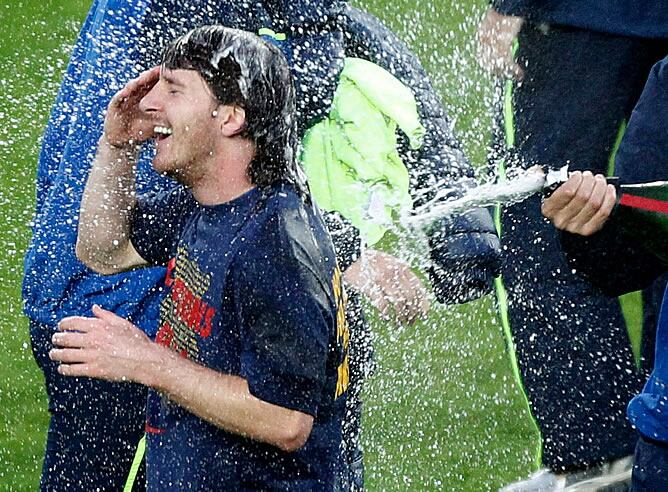 Messi celebra el título de Liga