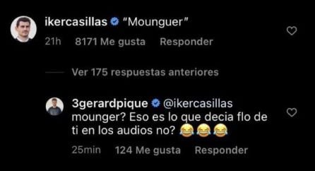 Captura del comentario de Piqué a Casillas.