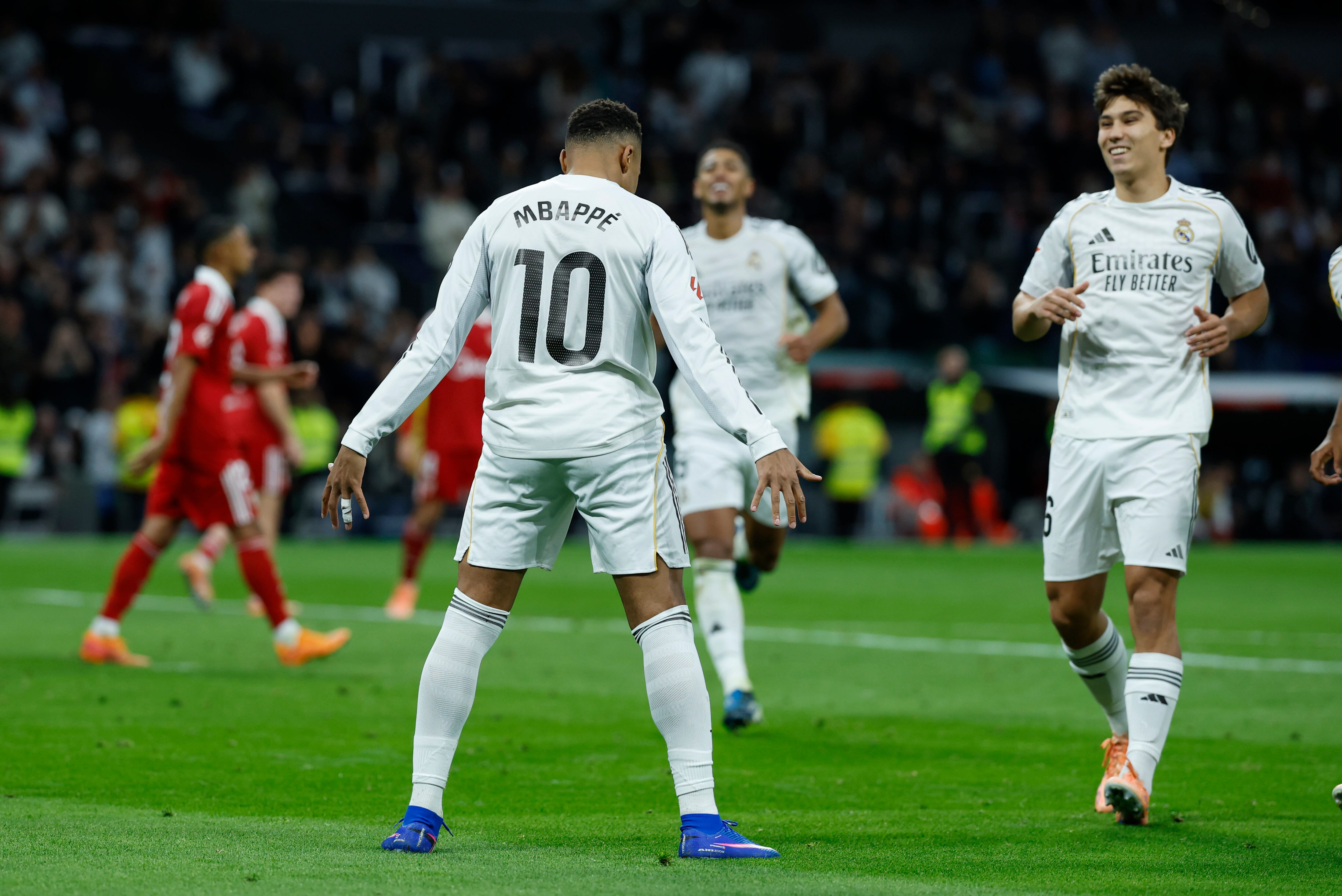 Kylian Mbappé celebra su gol en el Real Madrid-Sevilla