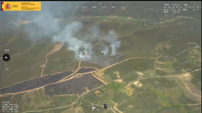 Vista aérea del incendio de Riomanzanas