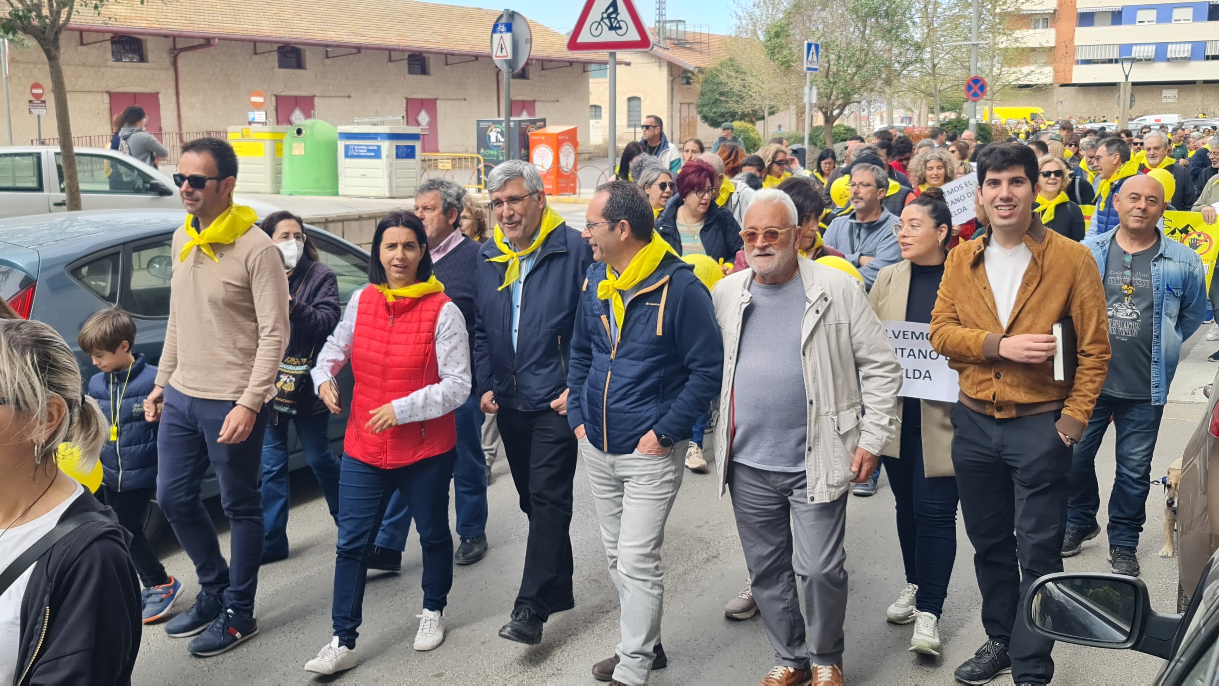 Afiliados socialistas en la manifestación