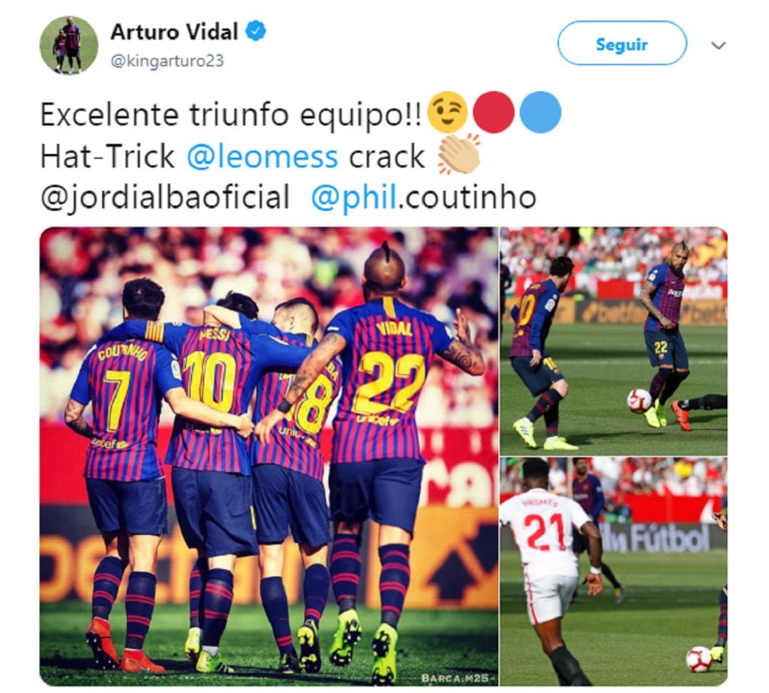 A Arturo Vidal no se le da muy bien Twitter. 